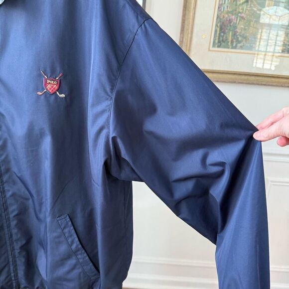 Vintage 90s Polo Golf Ralph Lauren Golf Club Plaid Crest Windbreaker Jacket XL - Picture 8 of 9